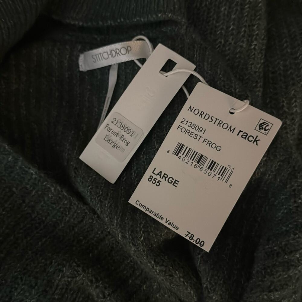 STITCHDROP Knit Cut Out Sweater Dress - Forest Frog Green Size L - Picture 6 of 6